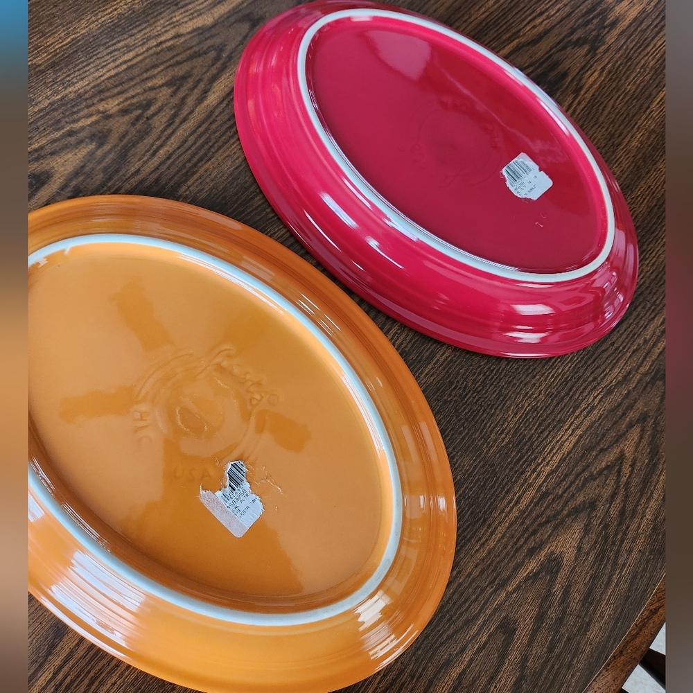 Two FiestaWare Serving Platters Scarlet & Orange - Picture 2 of 4